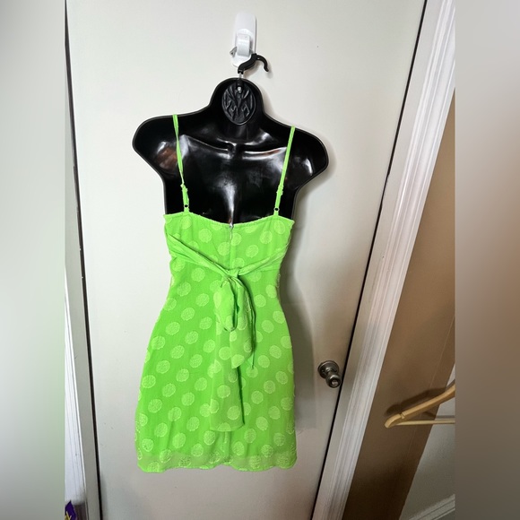 Urban Outfitters Lime Green Circle Spaghetti Strap Mini dress Sz Small - Picture 4 of 10